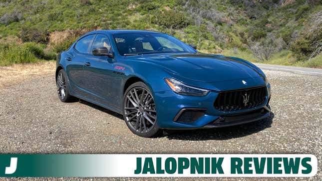 Front 3/4 view of a green Maserati Ghibli 334 Ultima